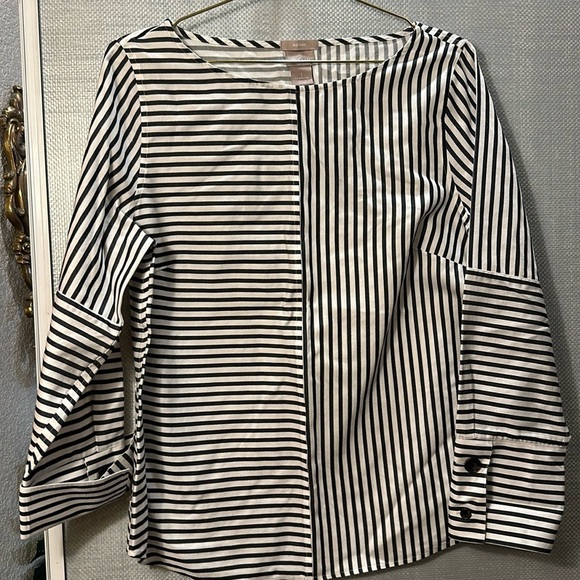 Chico’s Mixed Stripe Pullover Top Size 1 / Small Medium - Picture 3 of 10